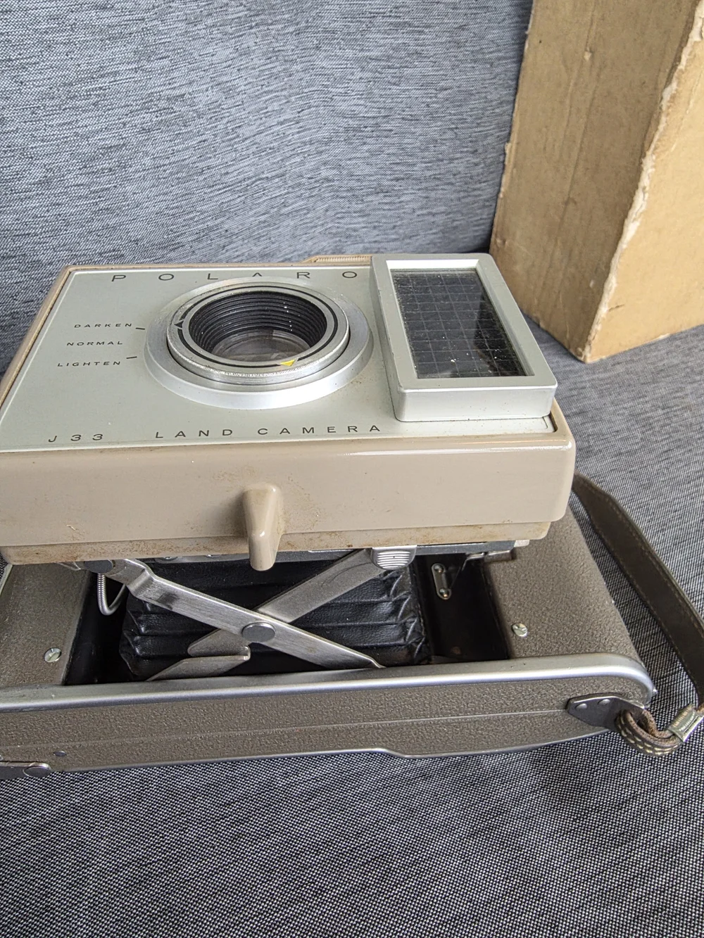 Polaroid Cream and Brown Electric Eye Land Camera with Box and Case